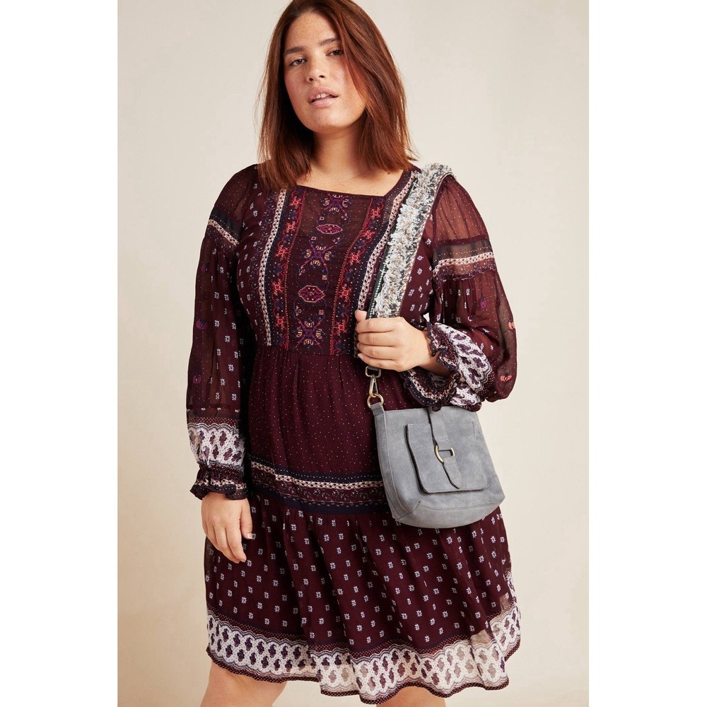 Maeve Anthropologie Galene Embroidered Tunic Dress Plus Size 24